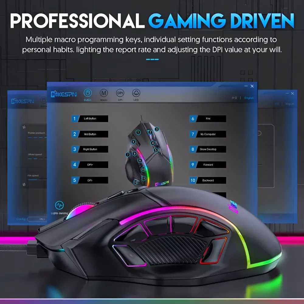 Dragon MAX 12800 DPI 12 Key RGB Gaming Mouse