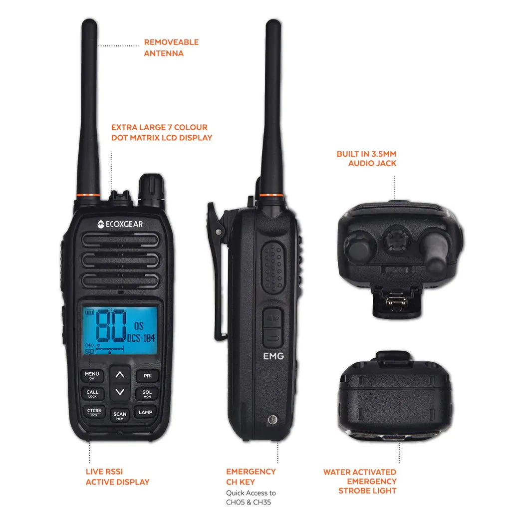 ECOXGEAR ECOXTALK 5.0W MAX Output Power EXG500 UHF CB Handheld Radio