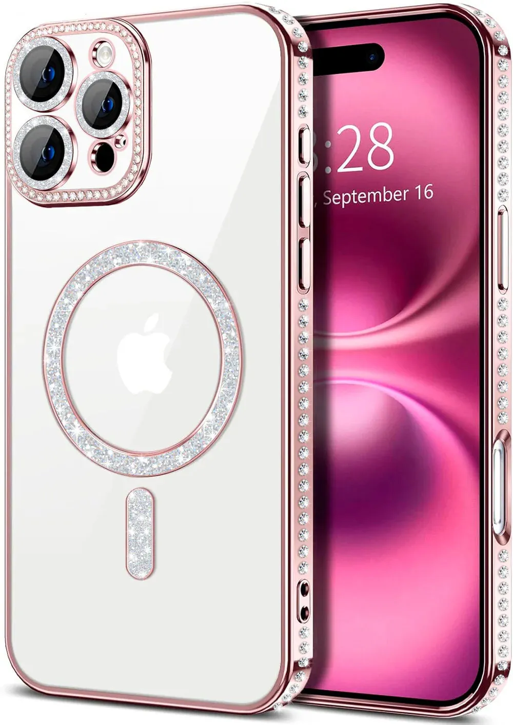 Entronix Apple iPhone 16 Pro [Magnetic-Compatible] Case - Rhinestone DIamonds,