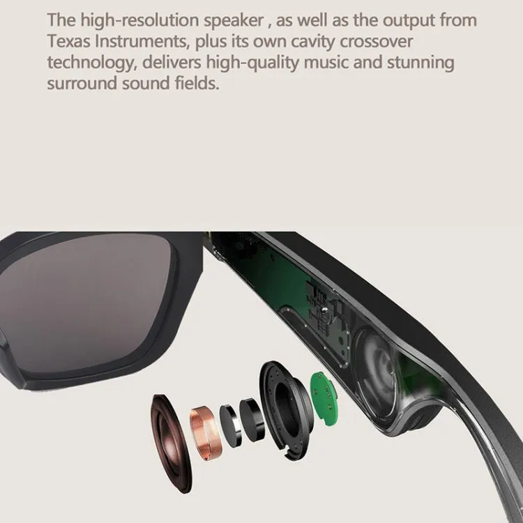 F002 Binaural Mini Smart Call Waterproof Bluetooth Glasses Earphone(Black Sunglasses)