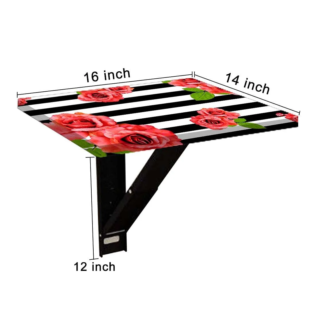 Fold Down Wall Hung Side Table - Red Flower