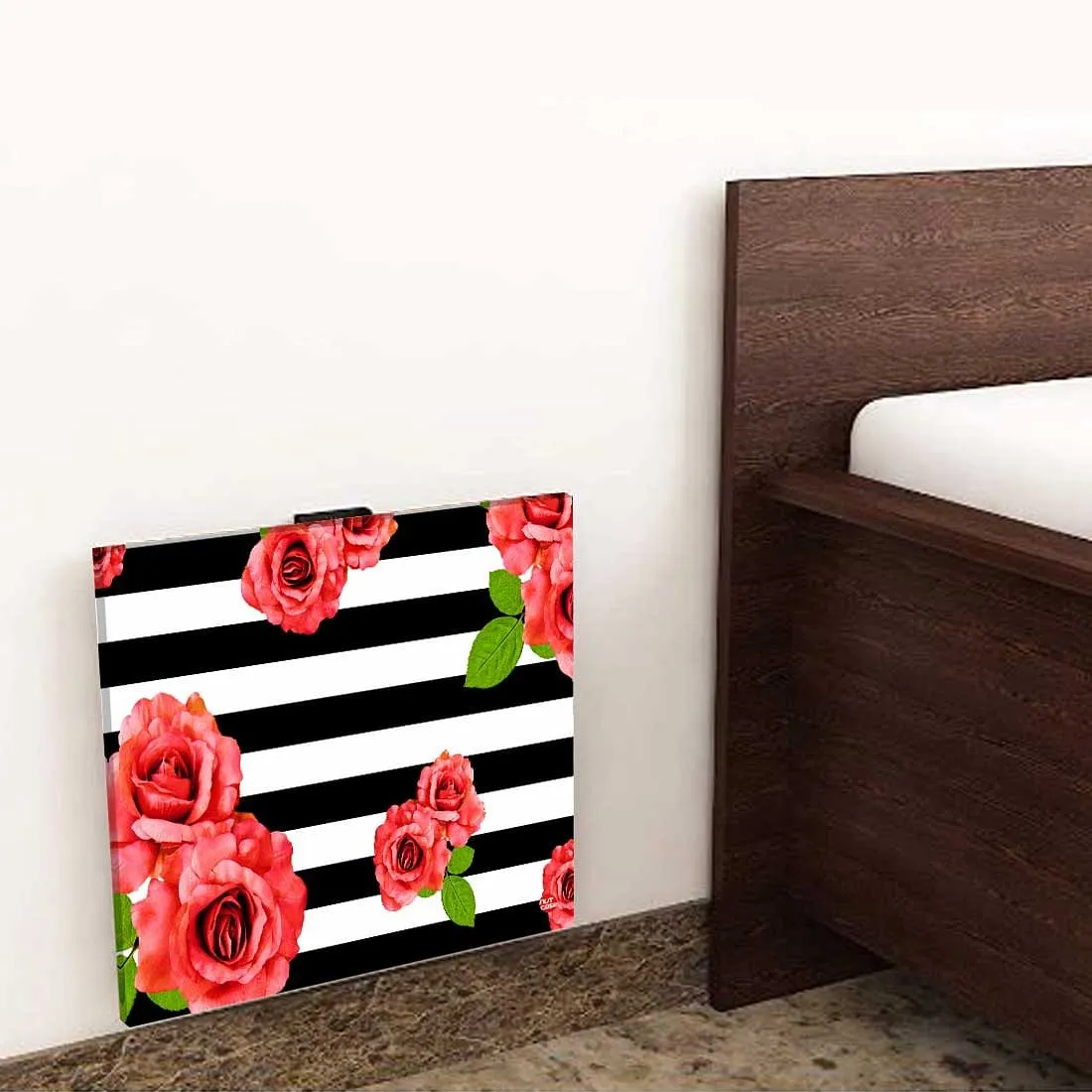 Fold Down Wall Hung Side Table - Red Flower