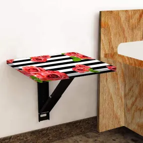 Fold Down Wall Hung Side Table - Red Flower