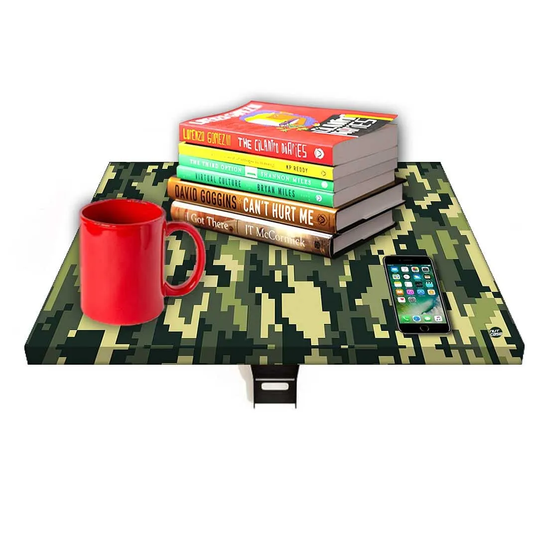 Fold Down Wall Mounted Folding Bedside Table With Desk - 8 Bit Camouflage