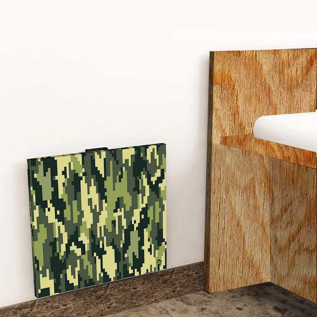 Fold Down Wall Mounted Folding Bedside Table With Desk - 8 Bit Camouflage