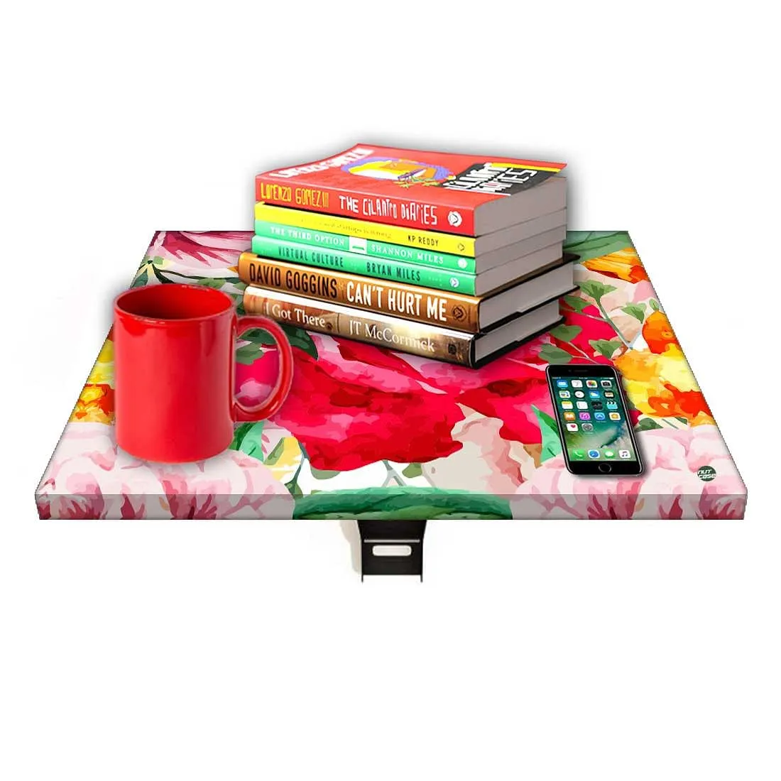 Folding Wall Hanging Side Table - Red Floral