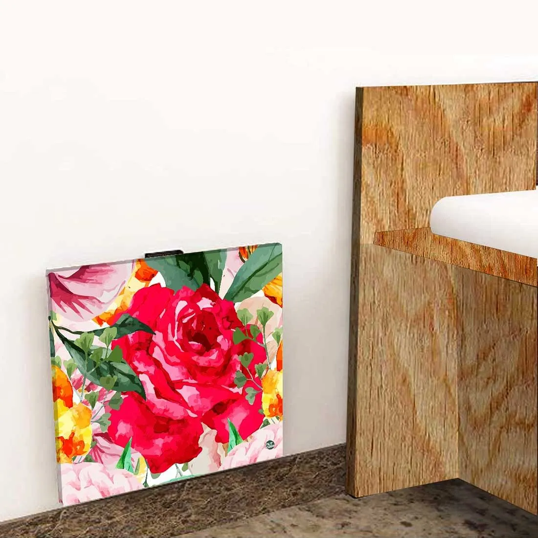 Folding Wall Hanging Side Table - Red Floral