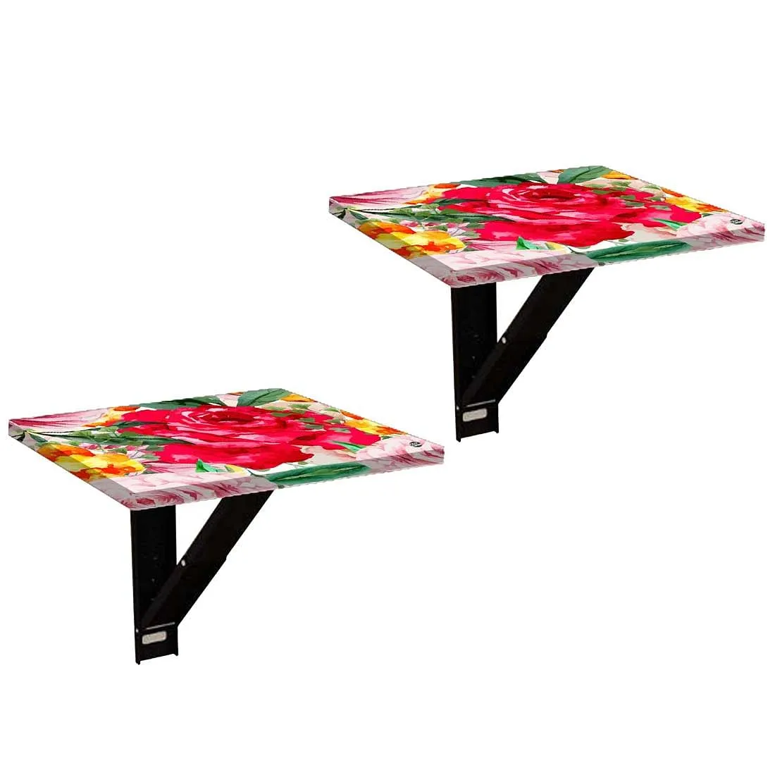 Folding Wall Hanging Side Table - Red Floral