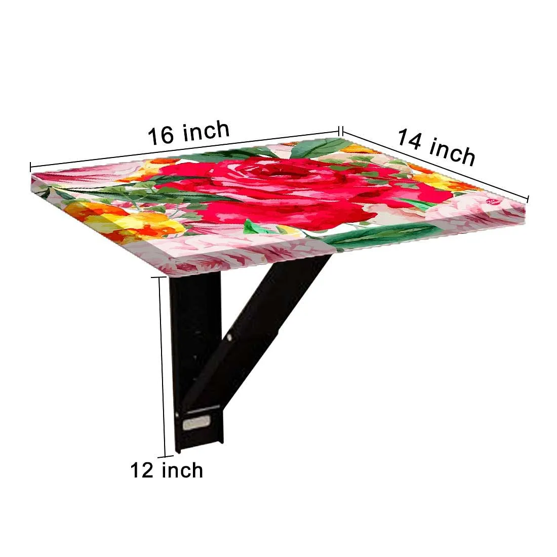 Folding Wall Hanging Side Table - Red Floral