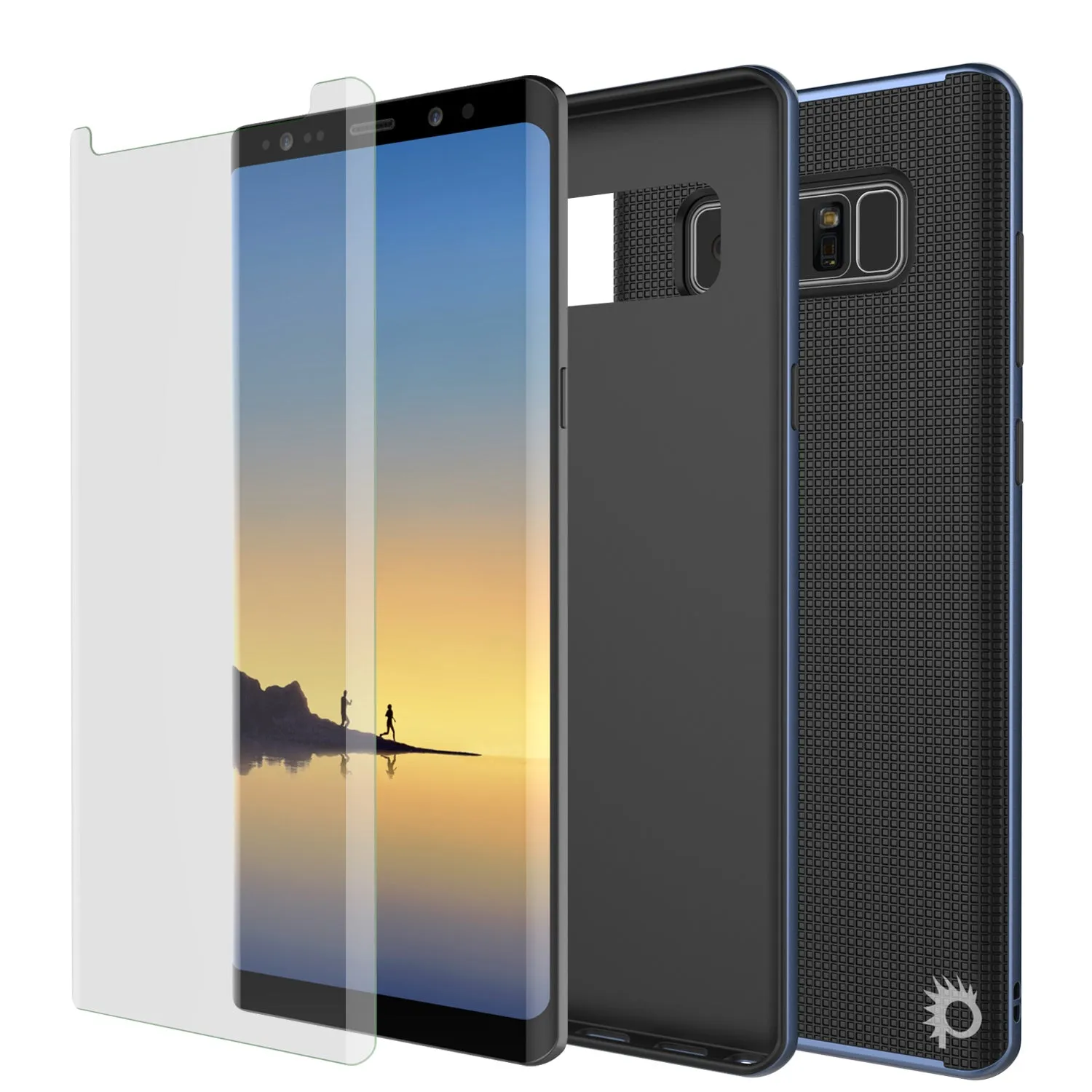 Galaxy Note 8 Hybrid 3-Piece Anti-Shock Dual Layer Bumper Case | Navy