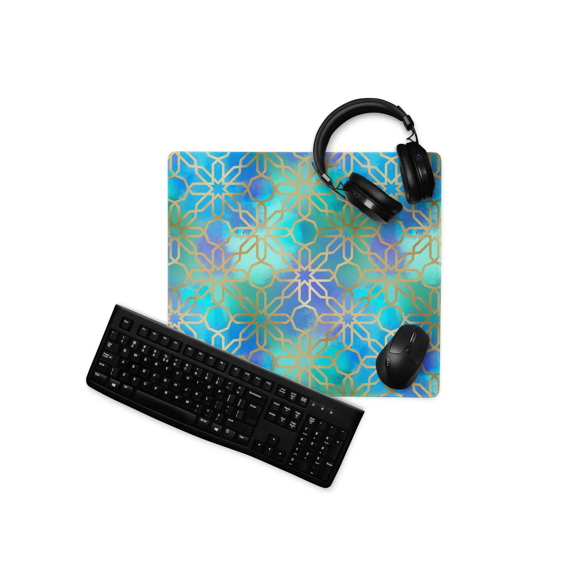 Gaming mouse pad - Arabian Geometry in Red Sea Watercolors