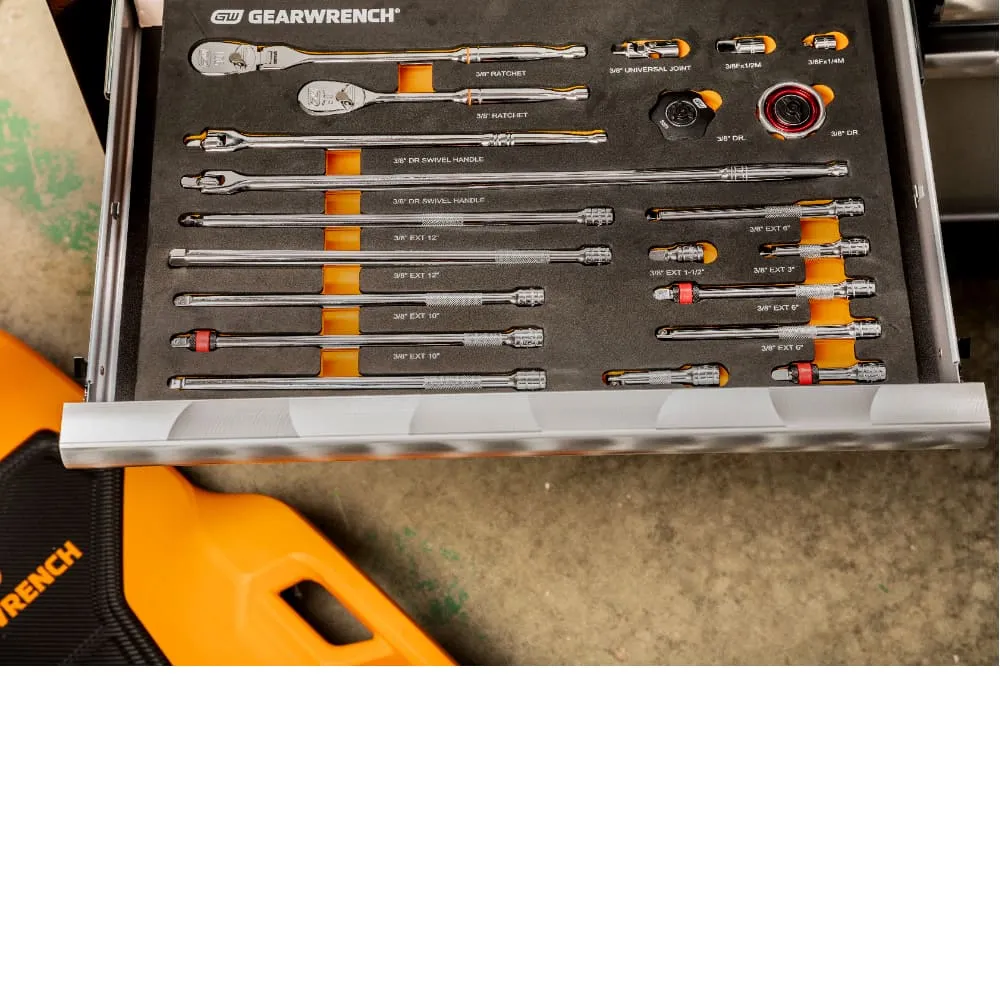 GearWrench 86521 21 Pc. 3/8" 90-Tooth Ratchet & Drive Tool Set with EVA Foam Tray