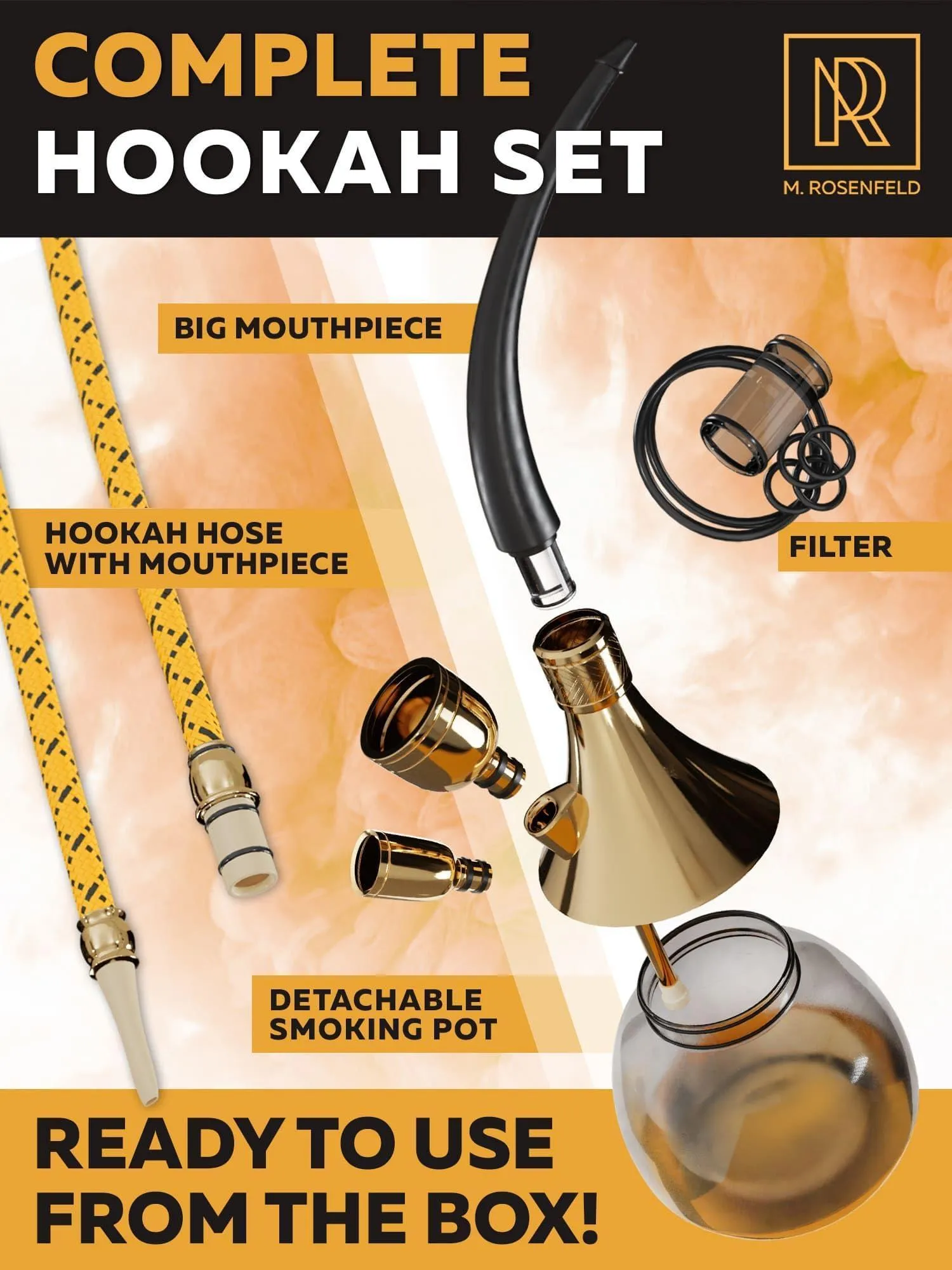 Gold Portable Hookah Set Mini Kit Mini Hookah Small Hookah Set For Travel