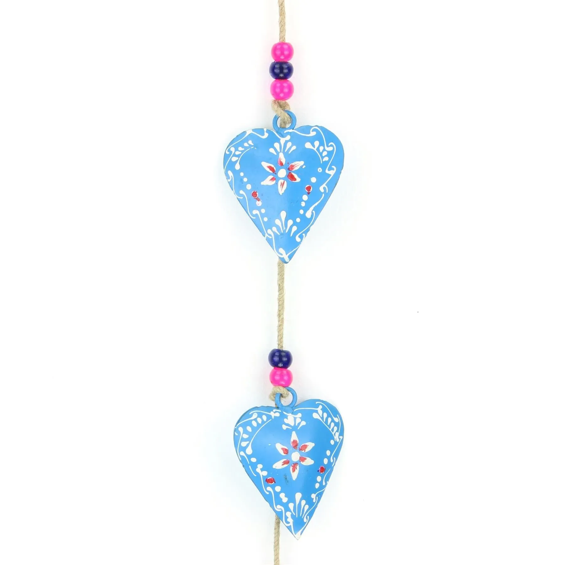 Hanging Mobile Decoration String of Hearts - Blue - Sand String