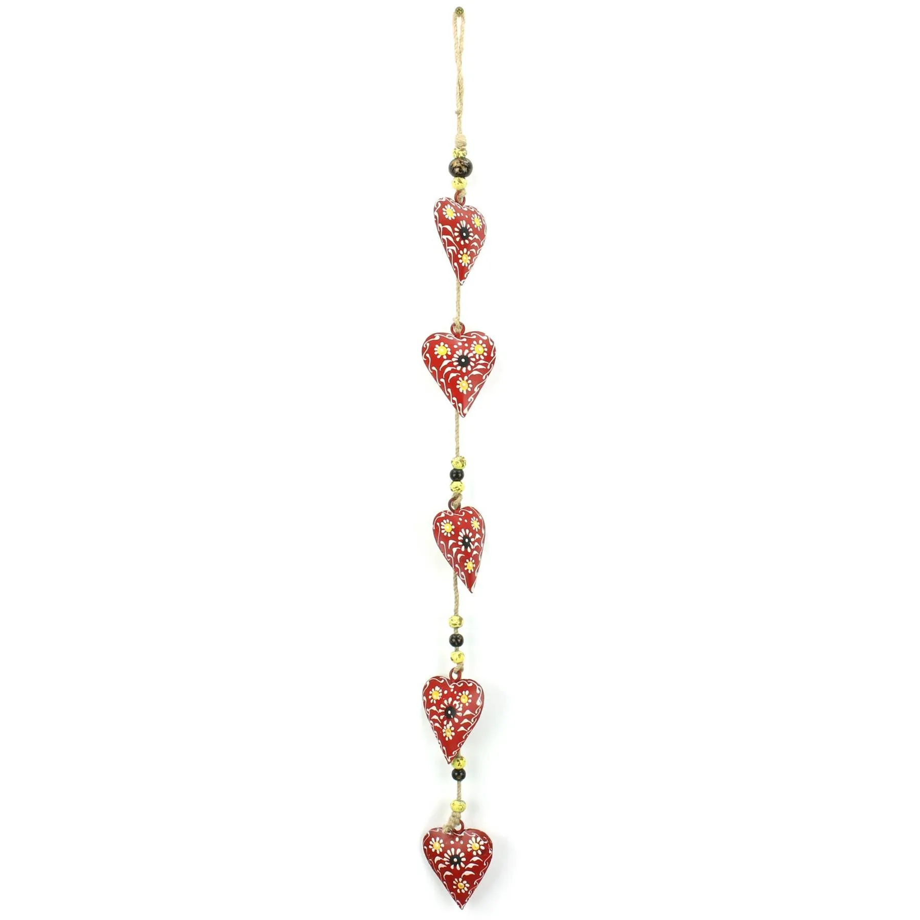 Hanging Mobile Decoration String of Hearts - Red - Sand String