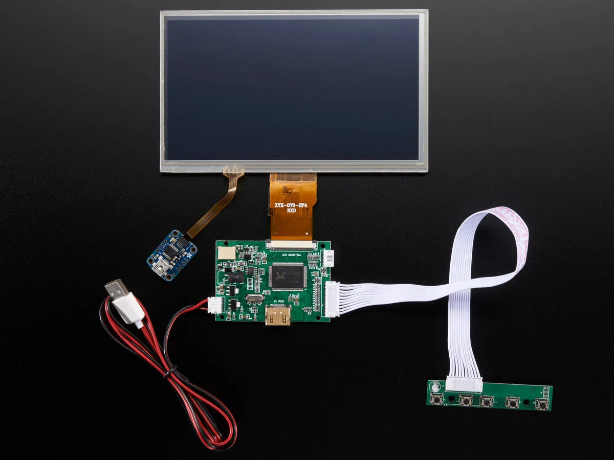 HDMI 4 Pi: 7\" Display w/Touchscreen 1024x600 w/ Mini Driver"