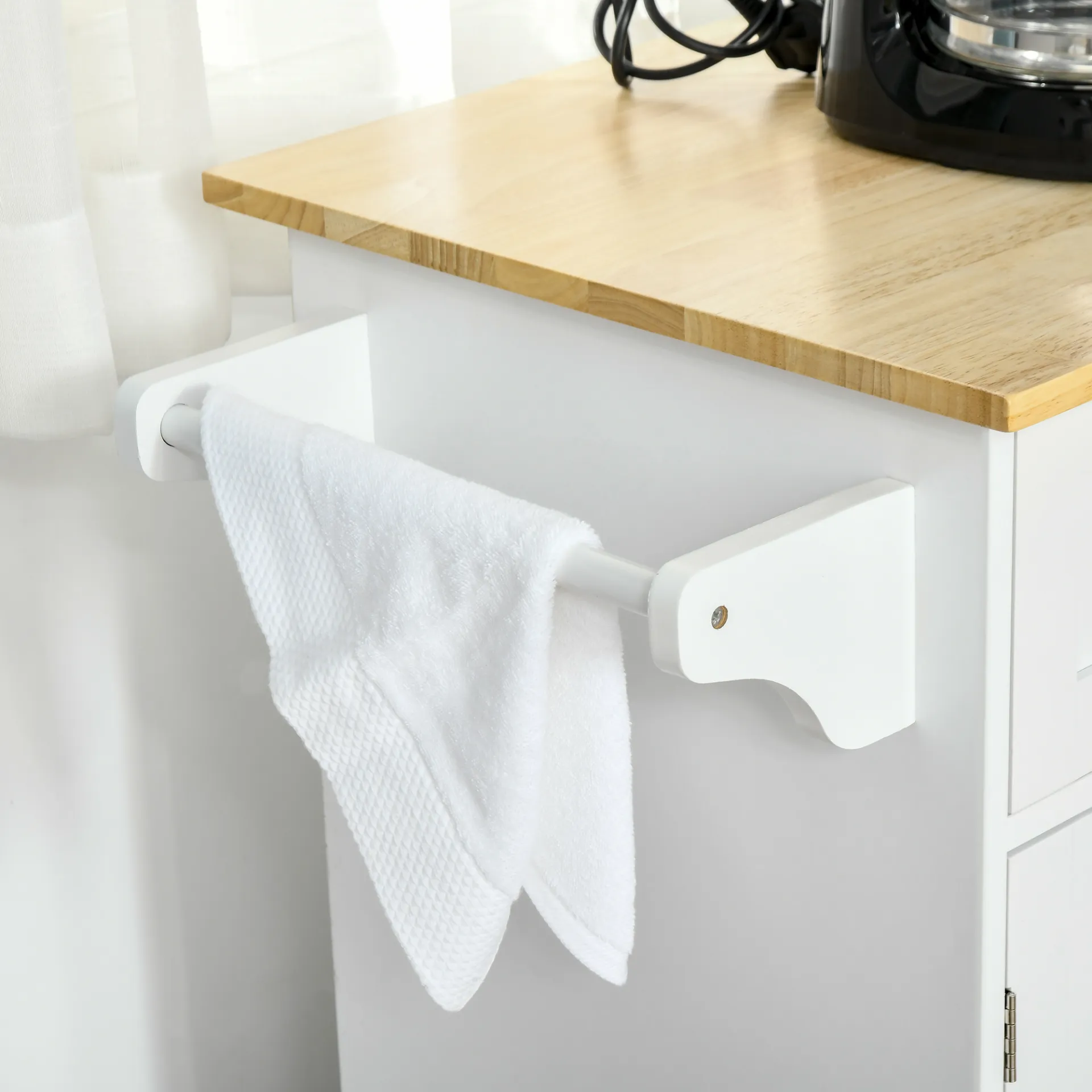 HOMCOM Kitchen Island Utility Cart: Multi-Storage with Drawers & Cabinets, Sleek White Design