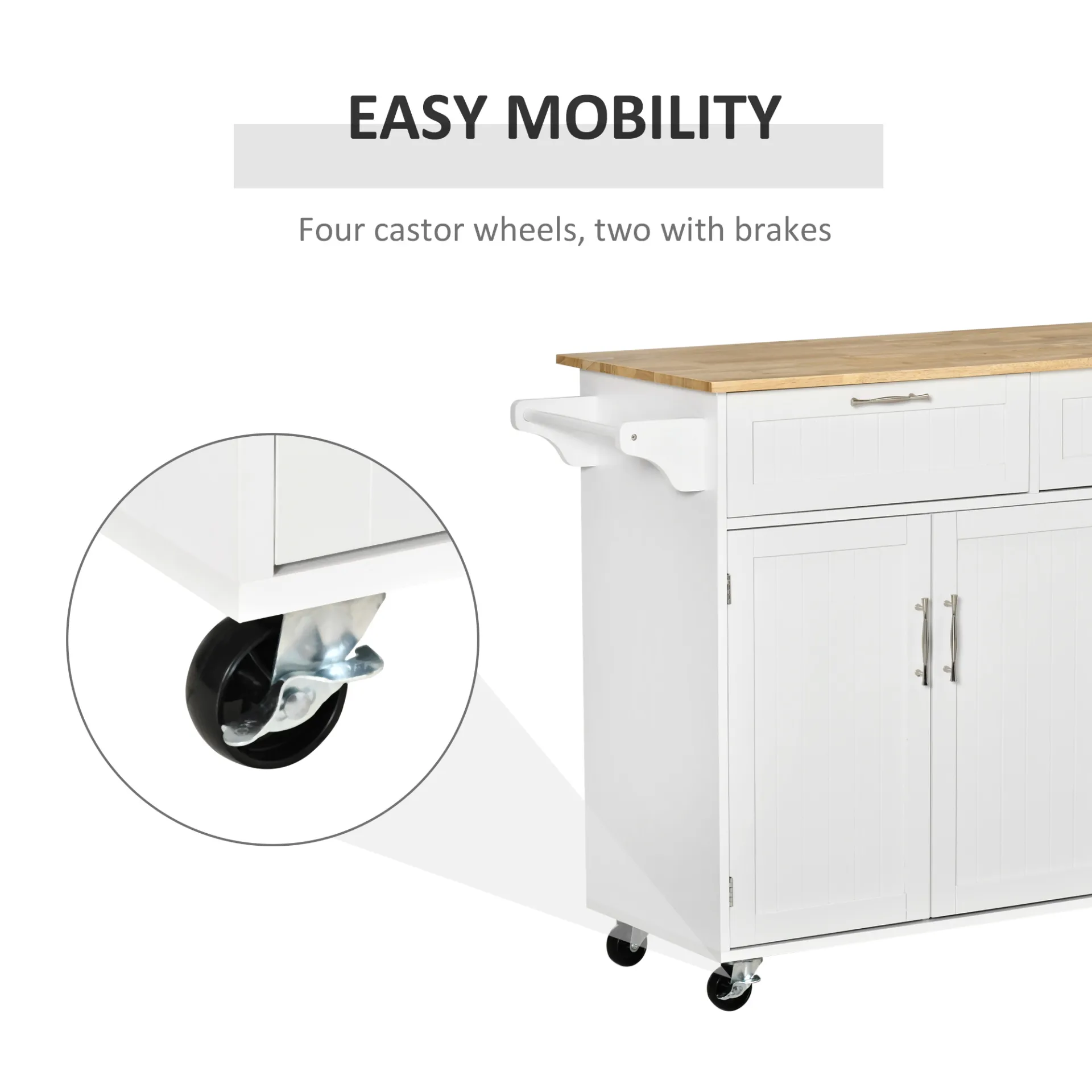 HOMCOM Kitchen Island Utility Cart: Multi-Storage with Drawers & Cabinets, Sleek White Design