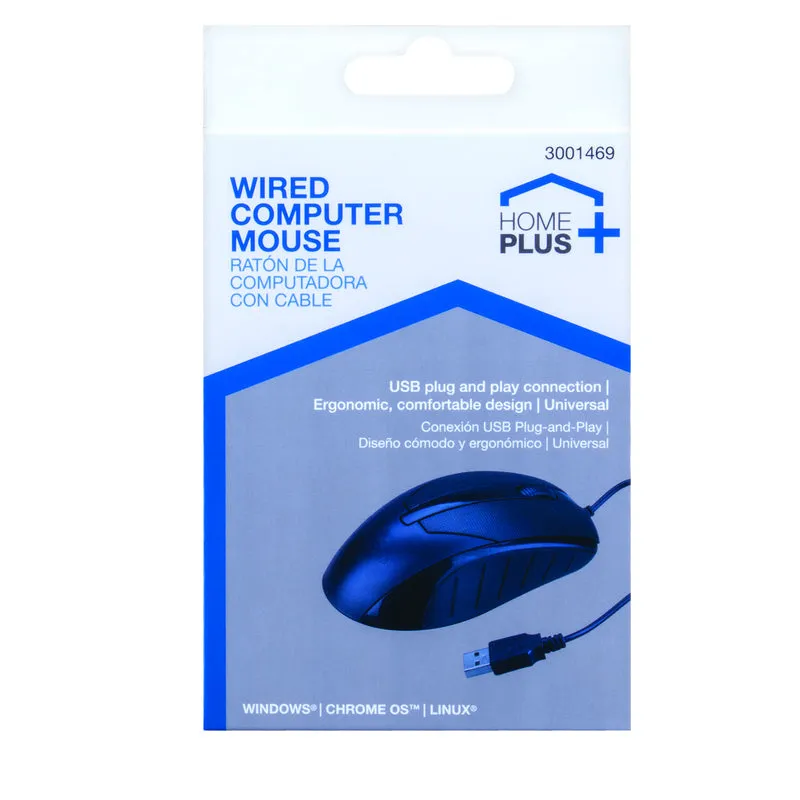 Home Plus 3 Button Ergonomic Mouse 1 pk