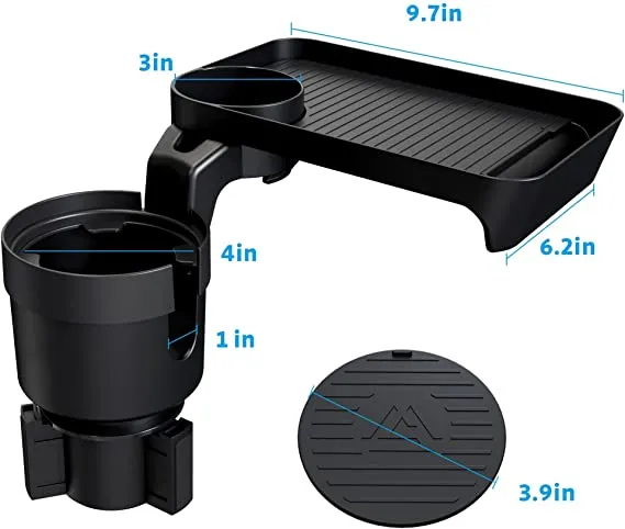 ITEM# 0043   Master Show Cup Holder Tray for Car Cup Holder Expander with Detachable Tray Table Car Drink Holders Compatible with Yeti 20/26/30 oz Hydro Flasks 32/40 oz Camelbak 32/40 oz (Watch Video)