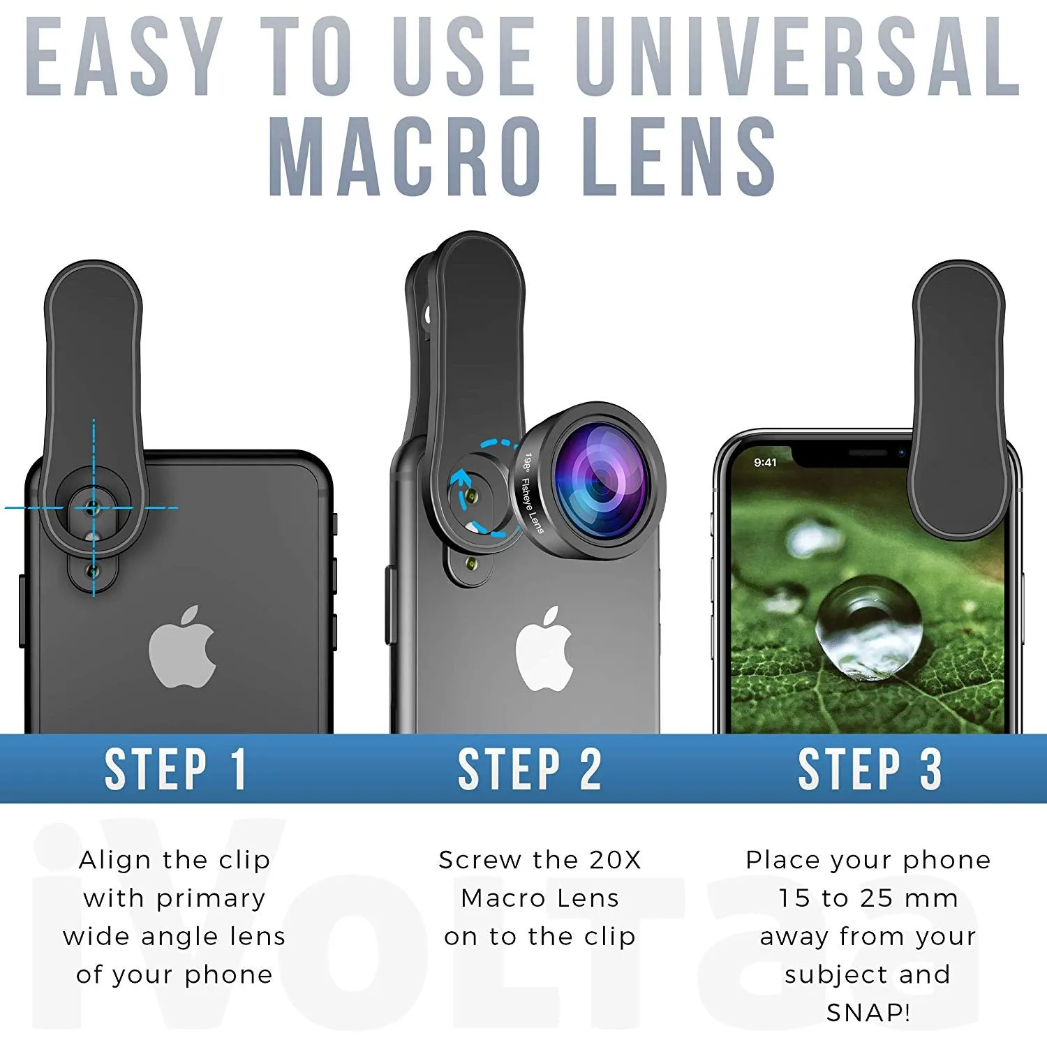 iVoltaa Pro-Macro Kit 20X Universal Mobile Macro Lens (Black)