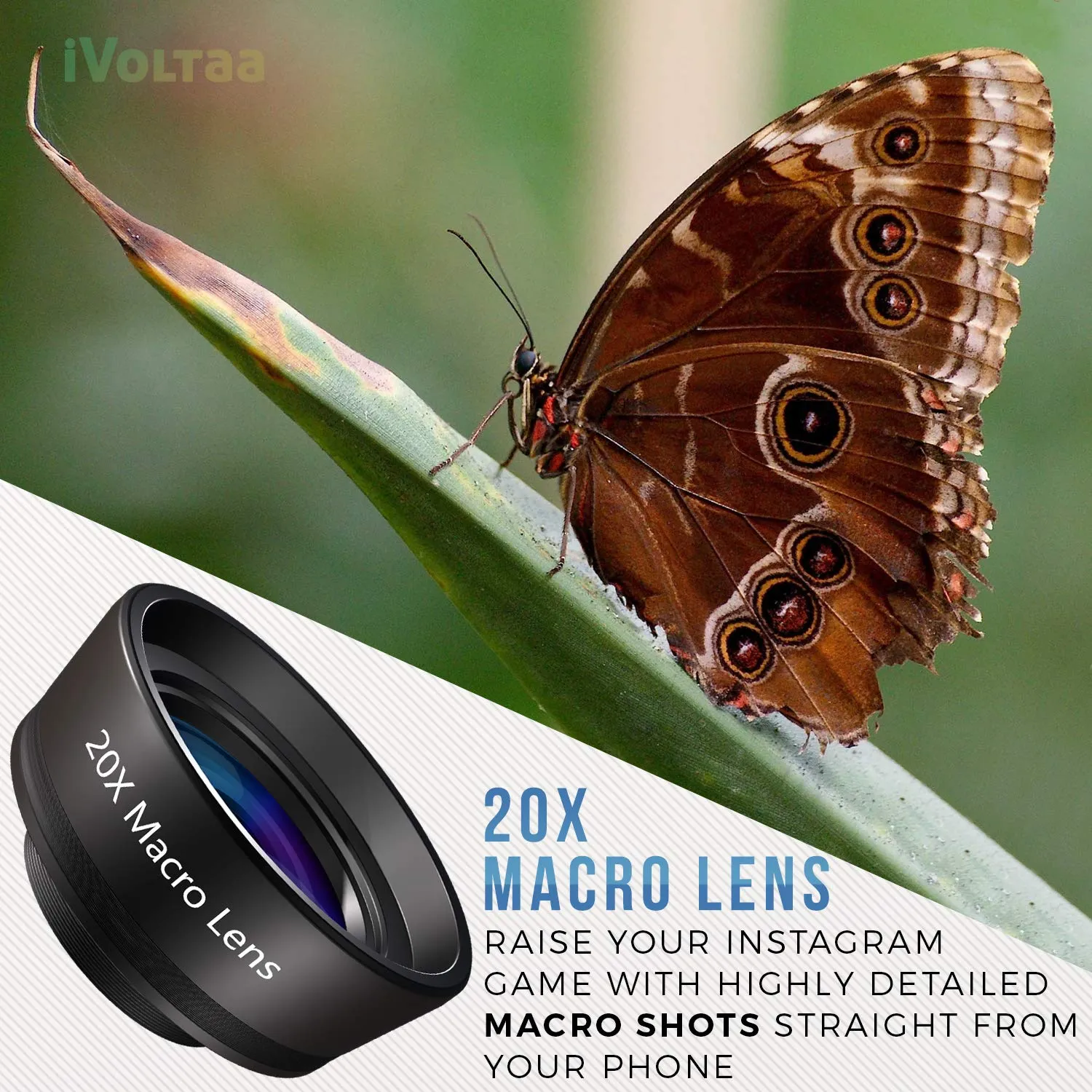 iVoltaa Pro-Macro Kit 20X Universal Mobile Macro Lens (Black)