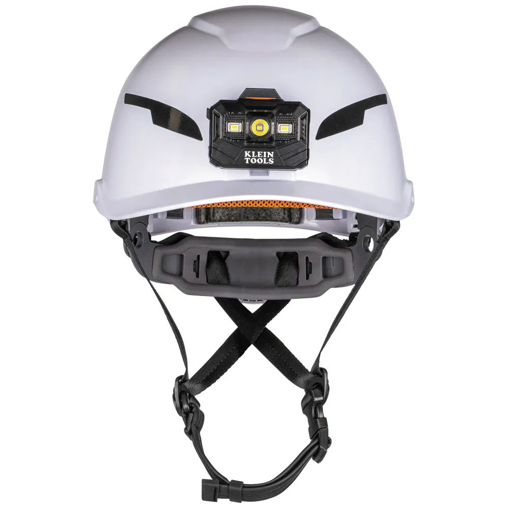 Klein 60525 Safety Helmet, Type-2, Non-Vented Class E, with Rechargeable Headlamp