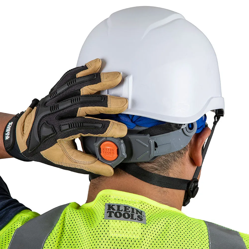 Klein 60525 Safety Helmet, Type-2, Non-Vented Class E, with Rechargeable Headlamp