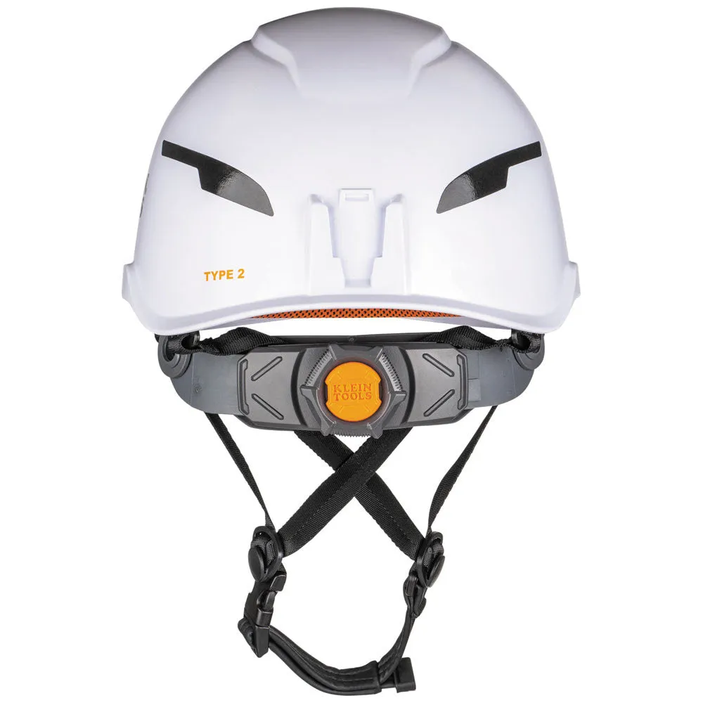 Klein 60525 Safety Helmet, Type-2, Non-Vented Class E, with Rechargeable Headlamp