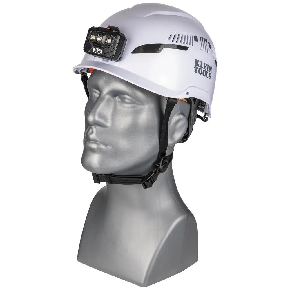 Klein 60526 Safety Helmet, Type-2, Vented Class C, with Rechargeable Headlamp