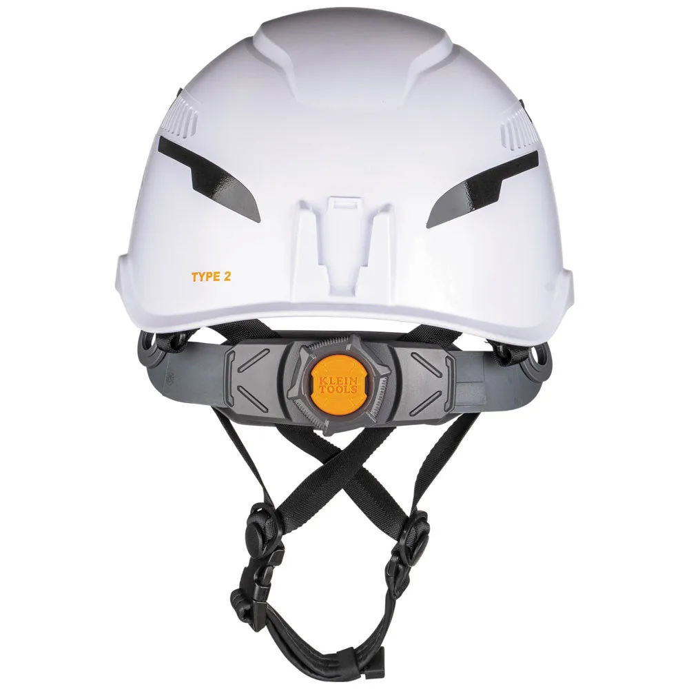 Klein 60526 Safety Helmet, Type-2, Vented Class C, with Rechargeable Headlamp