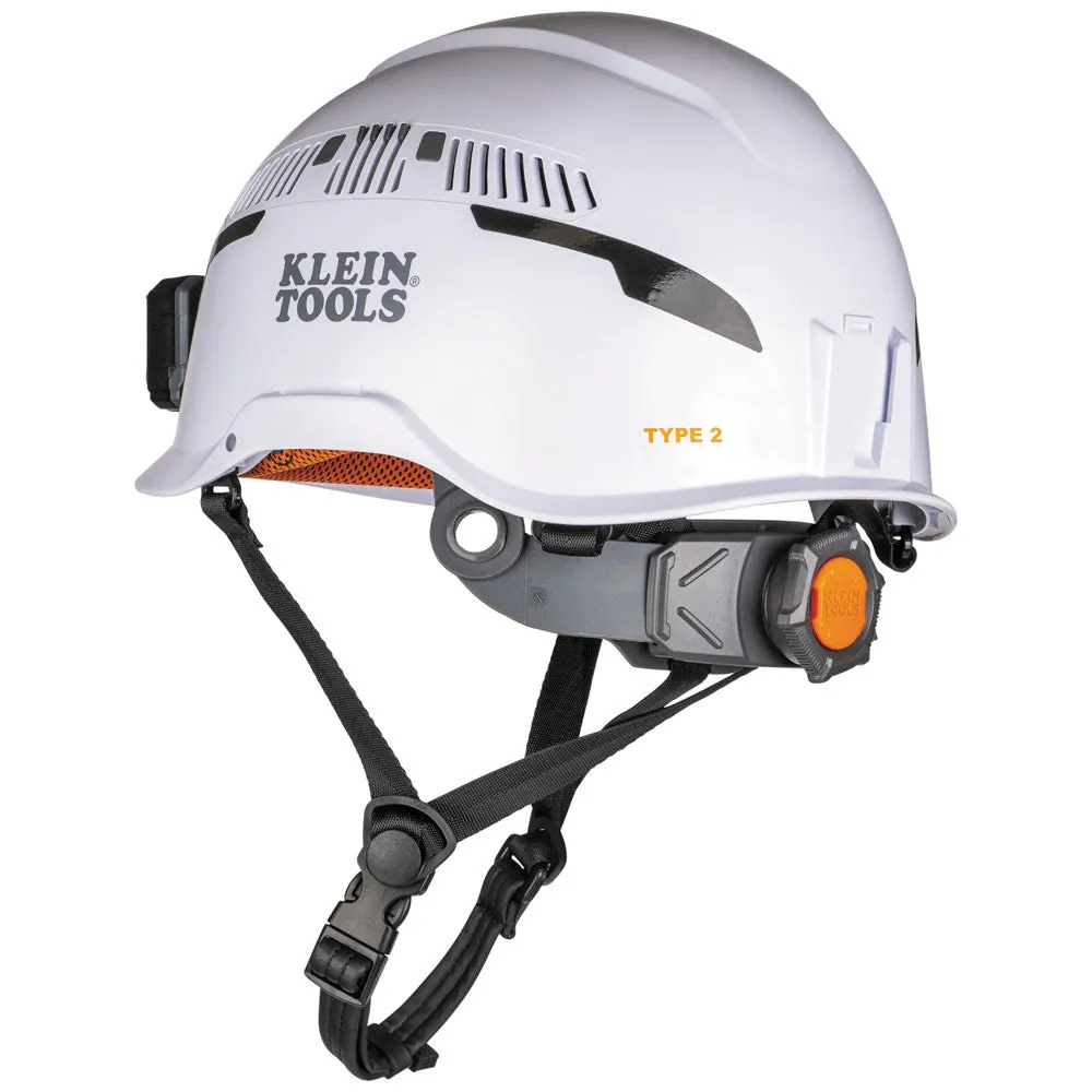 Klein 60526 Safety Helmet, Type-2, Vented Class C, with Rechargeable Headlamp