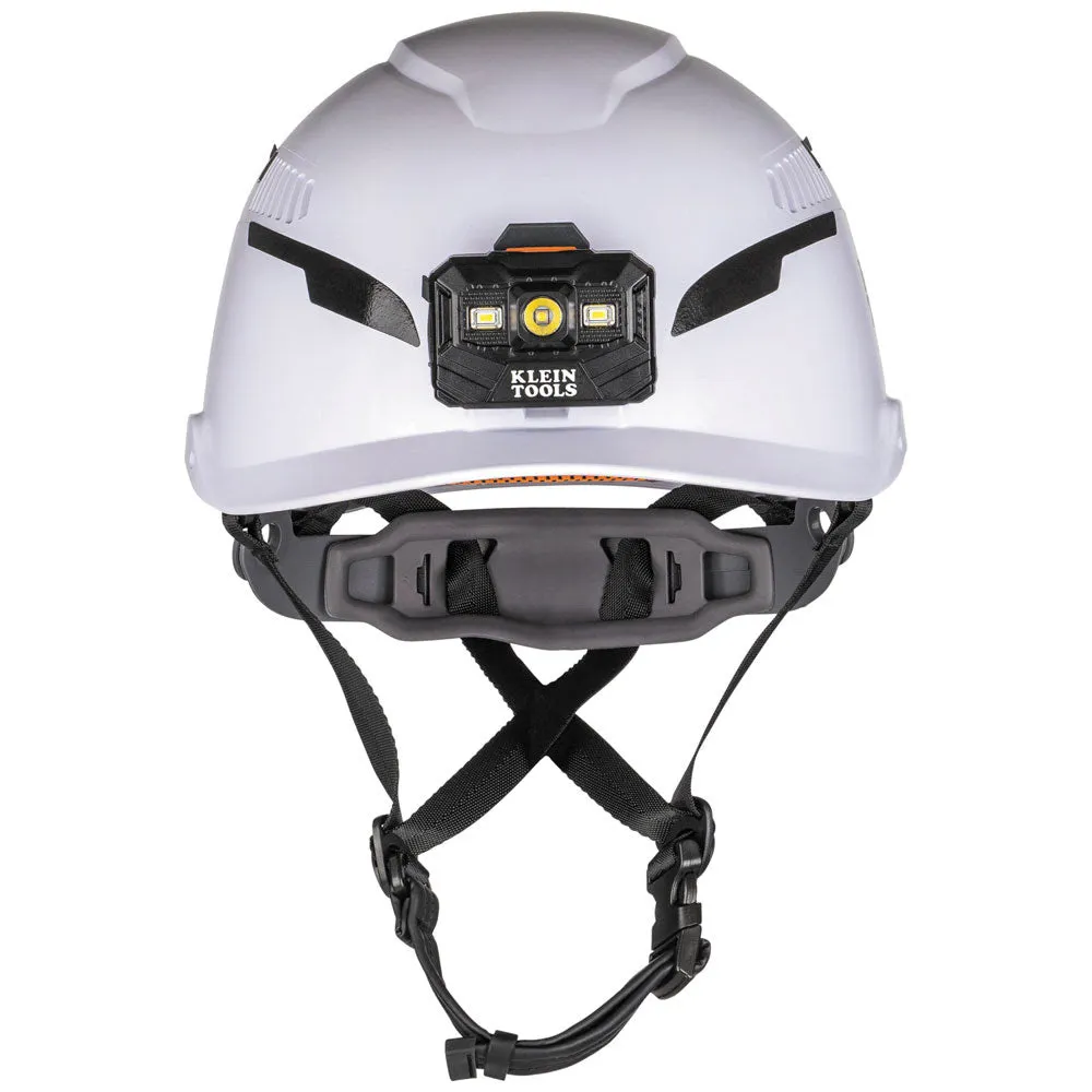 Klein 60526 Safety Helmet, Type-2, Vented Class C, with Rechargeable Headlamp