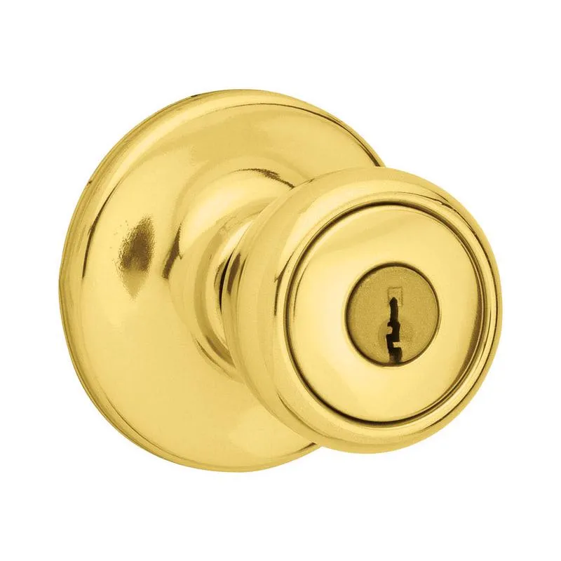 Kwikset Mobile Home Polished Brass Entry Knobs 1-3/4 in.