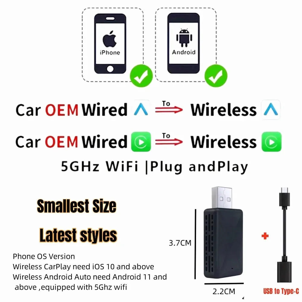 LEXXSON Mini Wireless CarPlay Adapter – Plug & Play