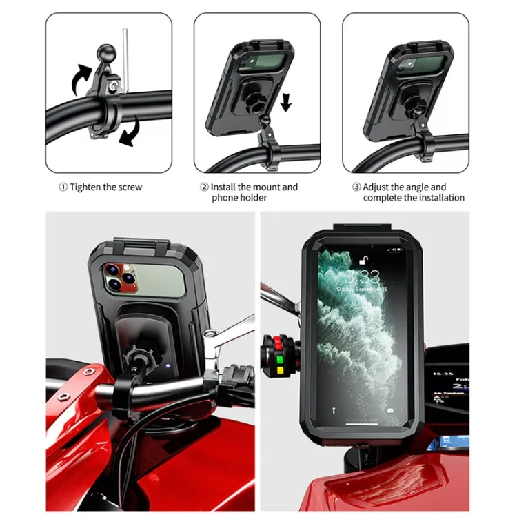 M18L-A1 Motorcycle / Bicycle Handlebar Wireless Charging Waterproof Box Mobile Phone Holder