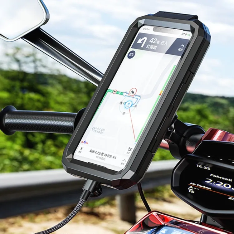 M18L-A1 Motorcycle / Bicycle Handlebar Wireless Charging Waterproof Box Mobile Phone Holder