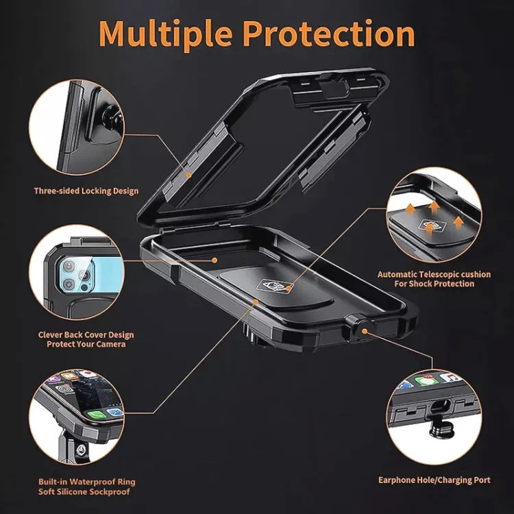 M18S-A2 Motorcycle / Bicycle Rearview Mirror Wireless Charging Waterproof Box Mobile Phone Holder