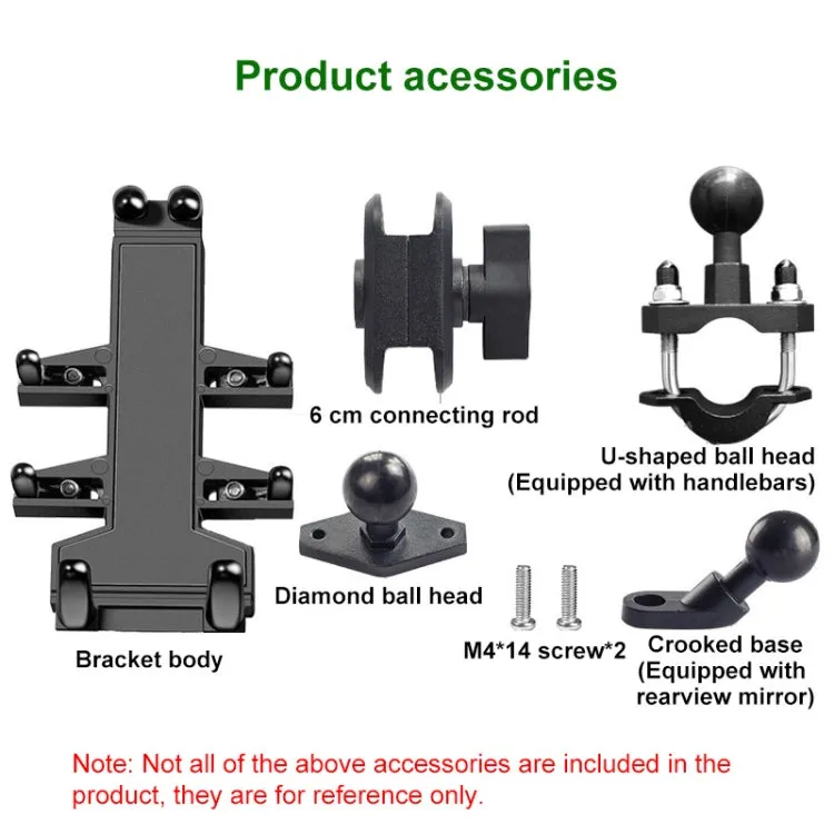 M8 Bolt Ball-Head Motorcycle Multi-function Eight-jaw Aluminum Phone Navigation Bracket with Anti-theft Knobs