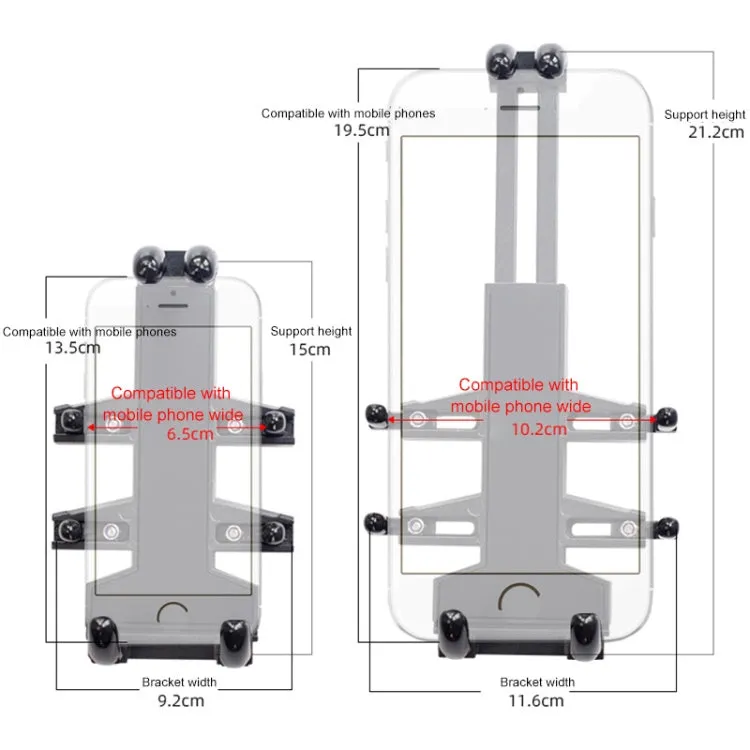 M8 Bolt Ball-Head Motorcycle Multi-function Eight-jaw Aluminum Phone Navigation Bracket with Anti-theft Knobs