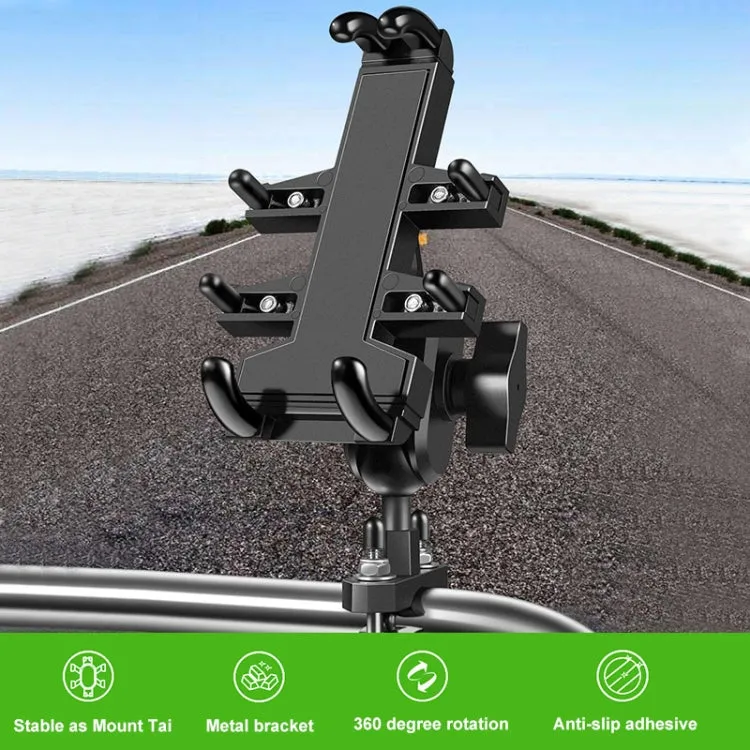 M8 Bolt Ball-Head Motorcycle Multi-function Eight-jaw Aluminum Phone Navigation Bracket with Anti-theft Knobs