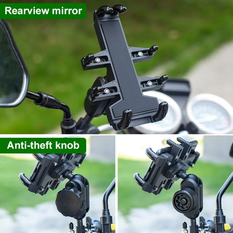 M8 Bolt Ball-Head Motorcycle Multi-function Eight-jaw Aluminum Phone Navigation Bracket with Anti-theft Knobs