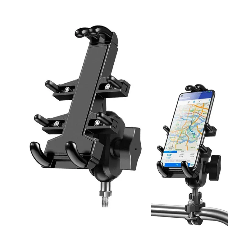 M8 Bolt Ball-Head Motorcycle Multi-function Eight-jaw Aluminum Phone Navigation Holder Bracket