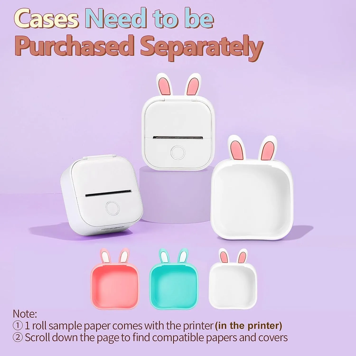 Mini Printer T02 Bluetooth Inkless Instant Photo Printer, Small Thermal Pocket Sticker Printer, Portable Mobile Phone Picture Printer, for Kids Birthday, Children, White