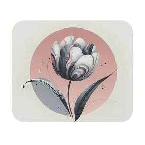 Minimal design of a tulip with marbling pattern Mouse Pad (Rectangle)