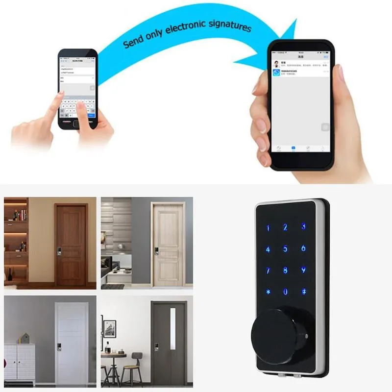 Mobile Phone APP Bluetooth WiFi Wireless Smart Electronic Door Lock Touchscreen Password Lock Safety Door Handle with 2 Key