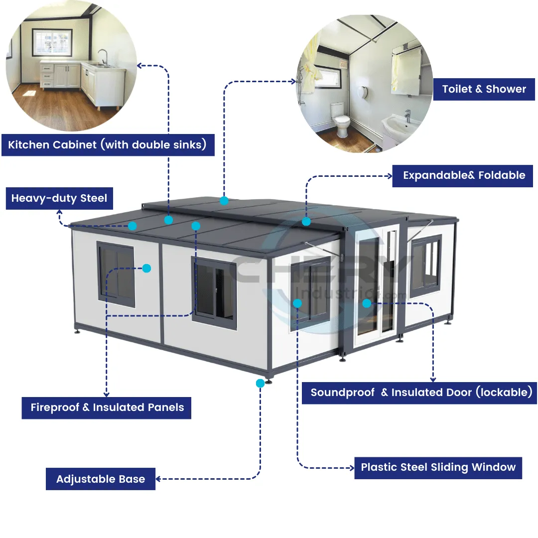 Modern Office Expandable Prefab House 19ft x 20ft with Cabinet PM00011902