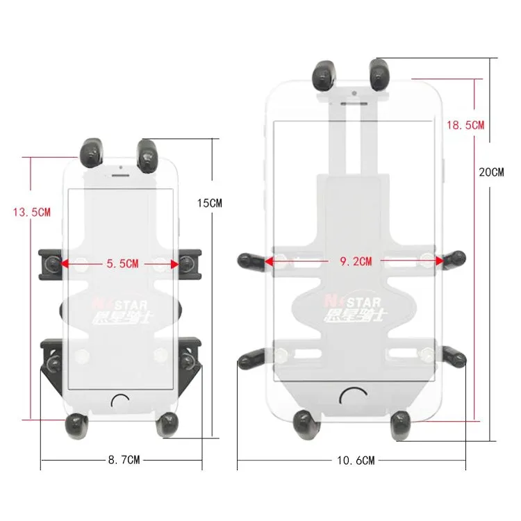 N-STAR NJN002 Motorcycle Metal Aluminum Alloy Universal Anti-Theft Mobile Phone Bracket(T-shaped Ball Head Installation)