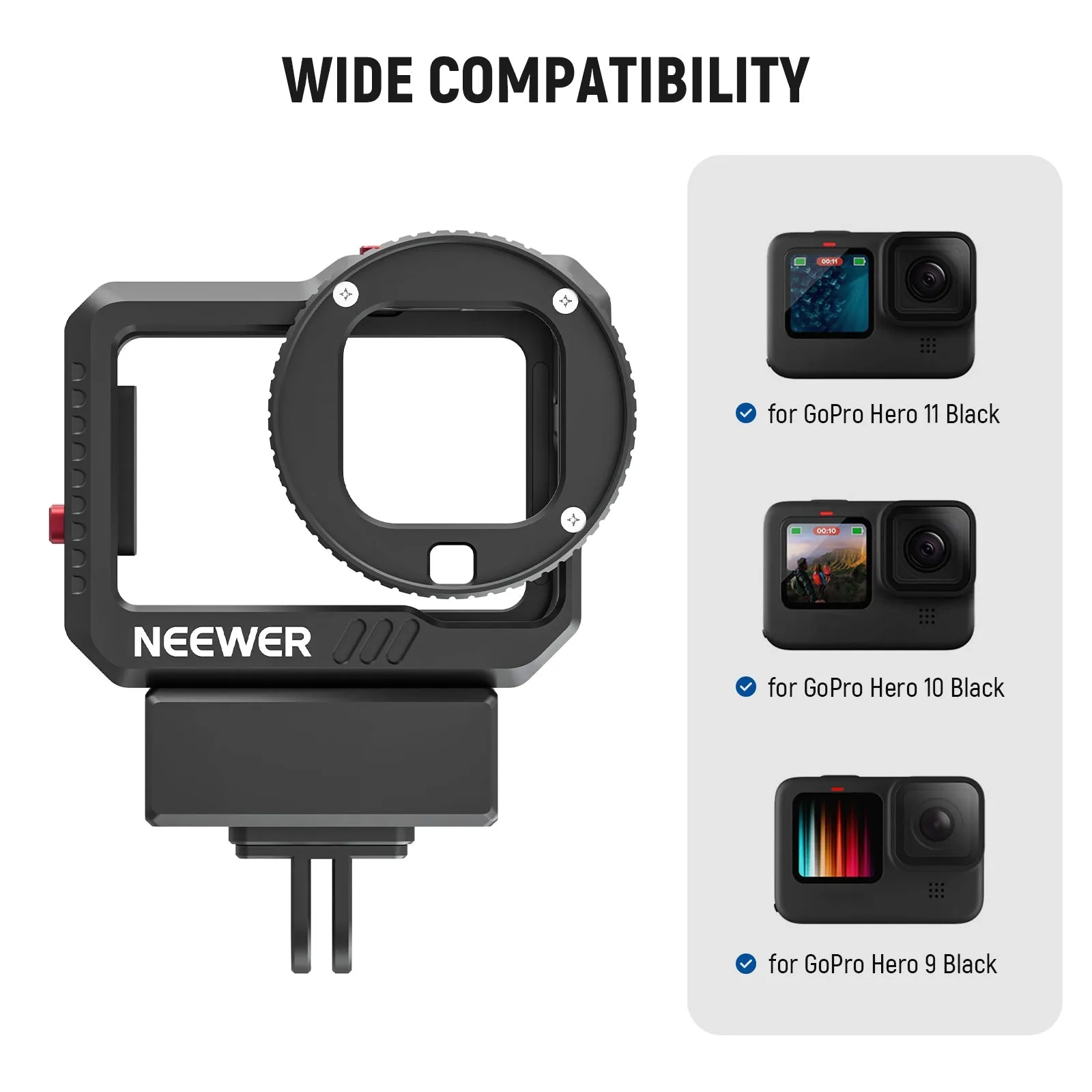 NEEWER AC002 Hero 11 10 9 Video Cage Kit with 52mm Filter Adapter