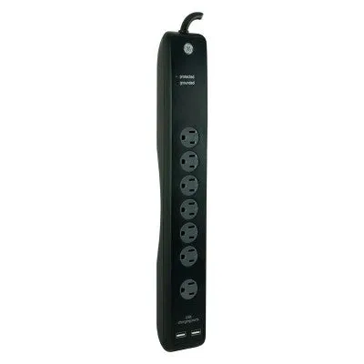 New - GE 7 Outlet Surge Protector Power Strip 4' Cord